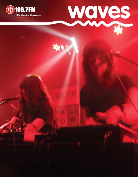 Two female artists playing synthesizers at Northcote Social Club